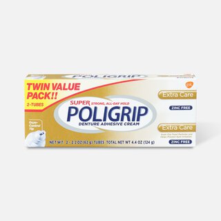 Super Poligrip Extra Care Zinc Free Denture Adhesive Cream - Twin Pack, , large