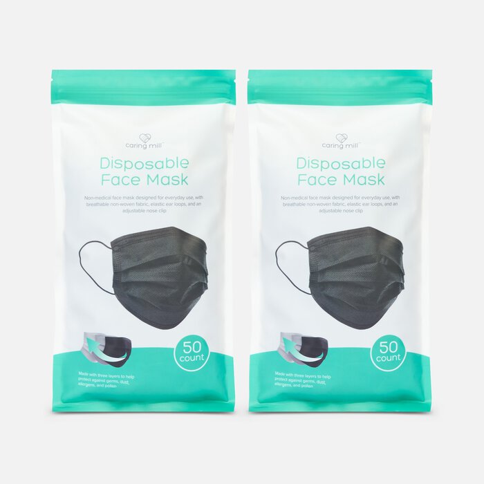 Caring Mill™ Disposable Face Mask, Black, 50 ct. (2-Pack), , large