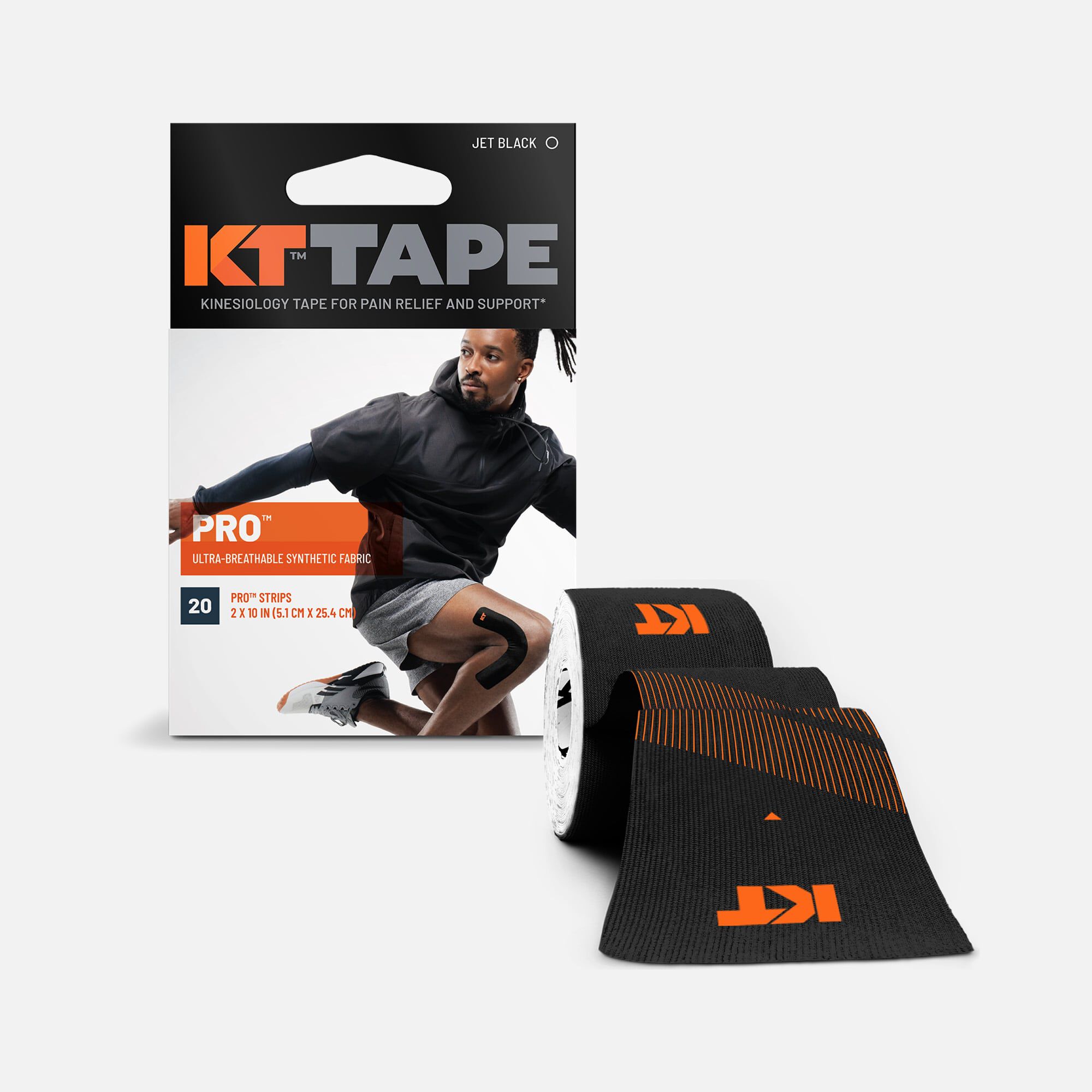 KT TAPE PRO, Pre-cut, 20 Strip, Synthetic, Jet Black, Jet Black, large
