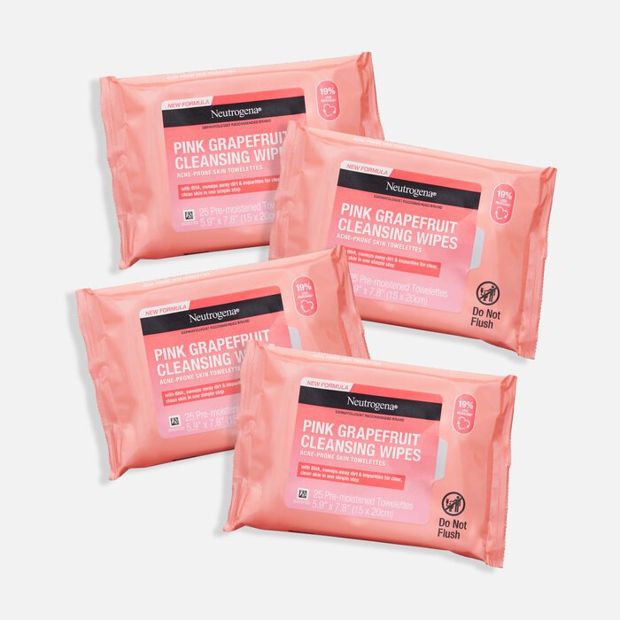 Neutrogena Pink Grapefruit Cleansing Wipes, 25 ct. (4 pack), , large