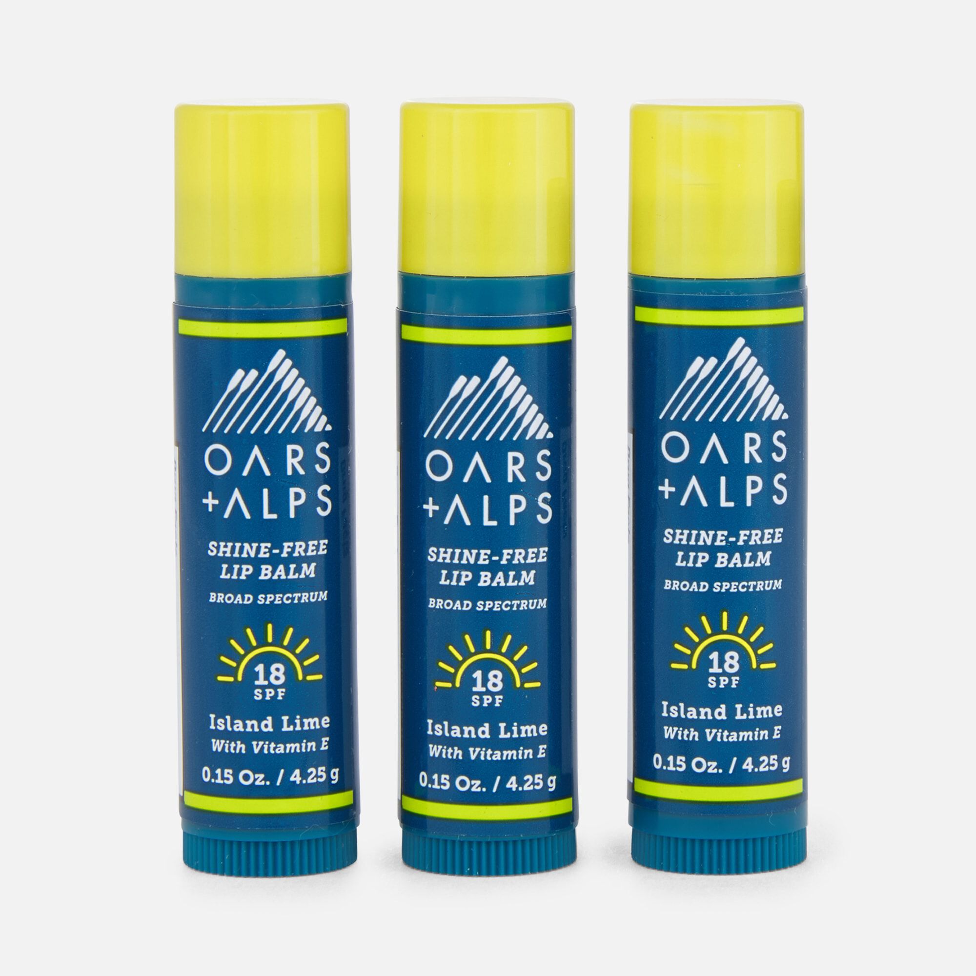 Oars + Alps SPF 18 Shine-Free Lip Balm, Kit Island Lime,  .15 oz., 3 ct., , large