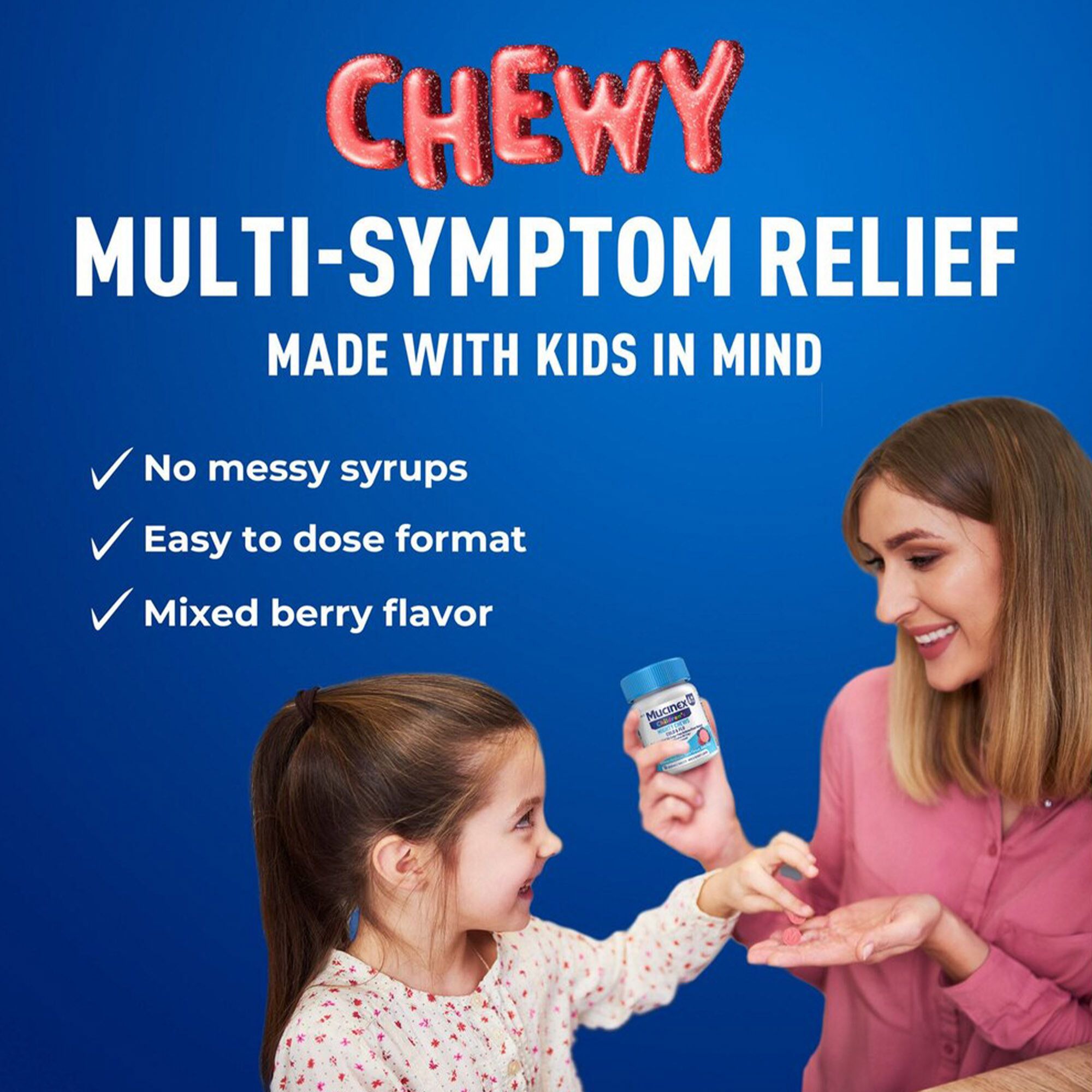 Mucinex Children's Mighty Chews Cold & Flu, Mixed Berry, 16 ct., , large