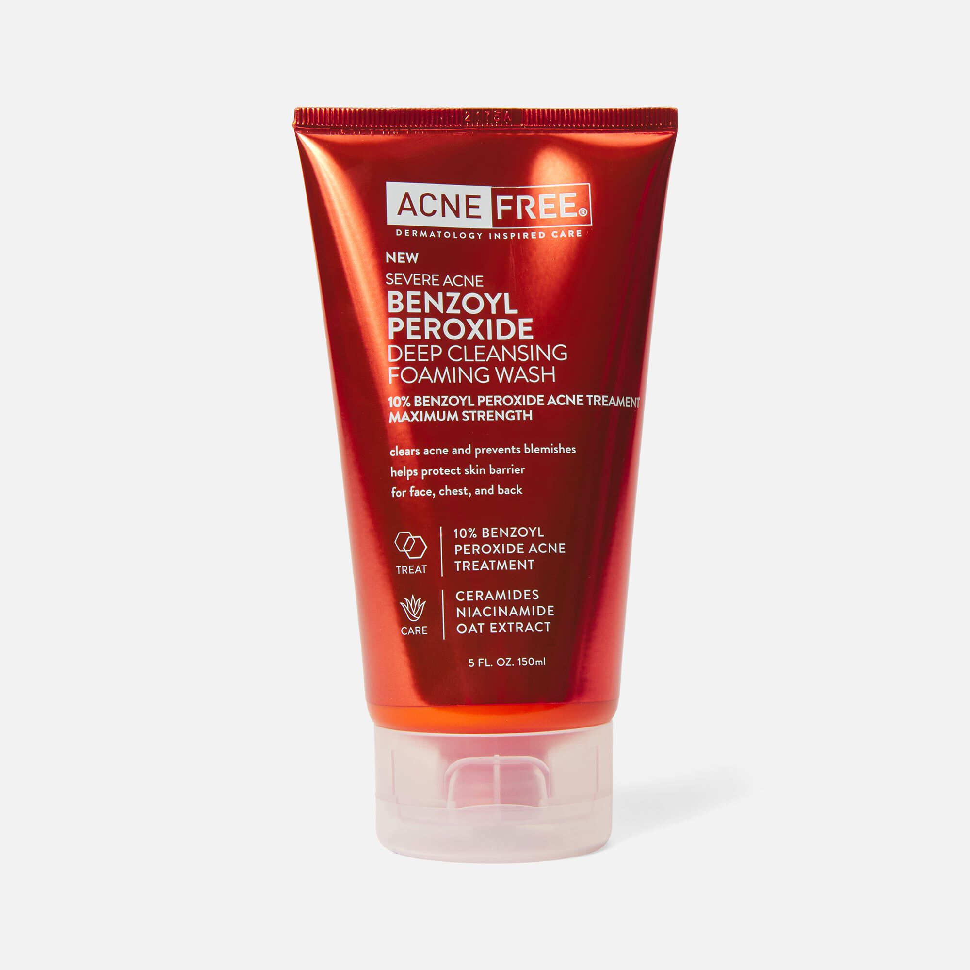 AcneFree Severe Acne Benzoyl Peroxide Deep Cleansing Foaming Wash, 5 fl oz., , large
