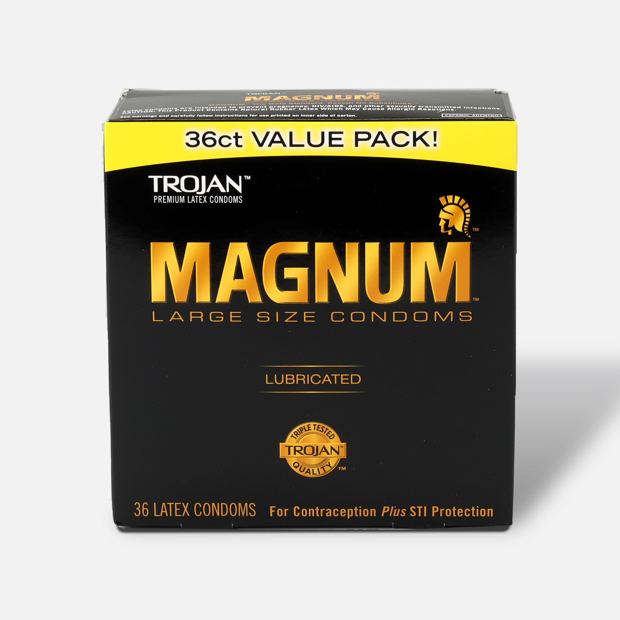 Trojan Magnum Lubricated Latex Condoms, Large, , large