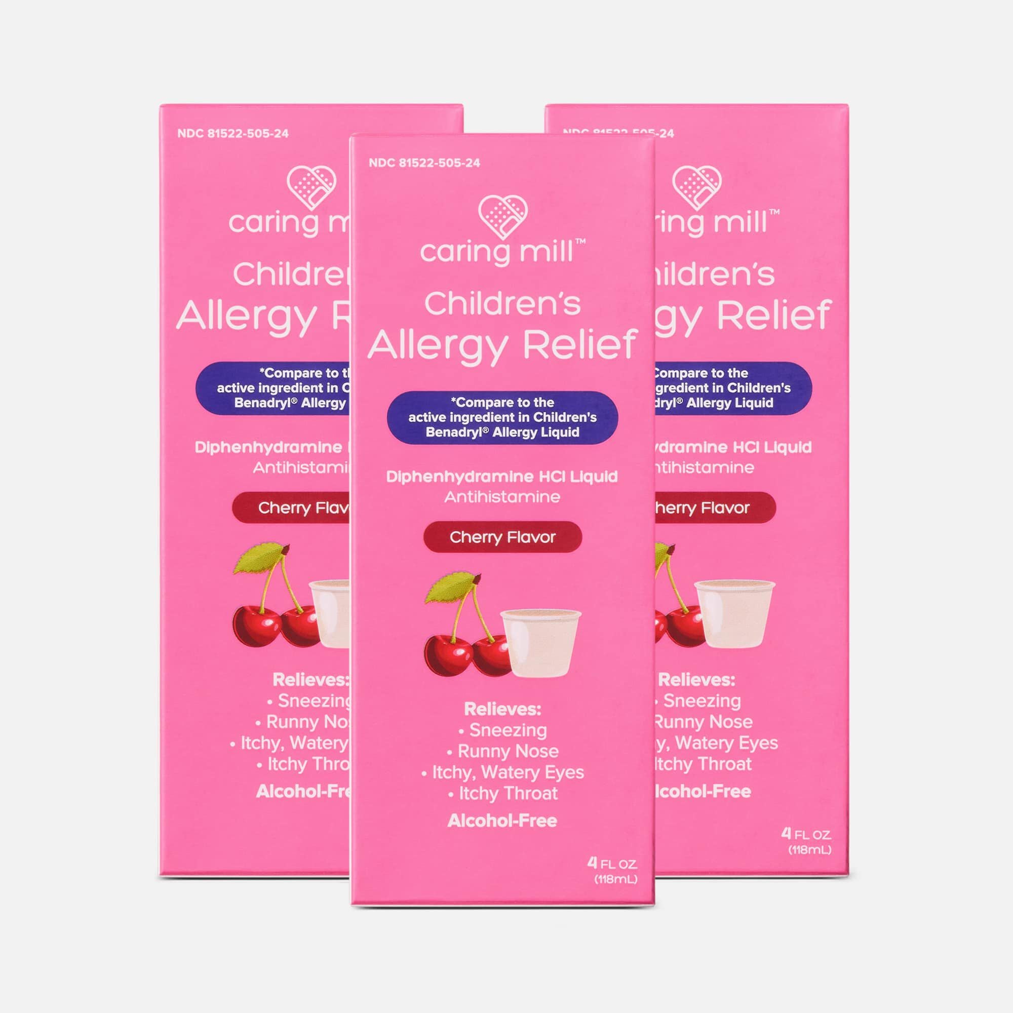 Caring Mill™ Children's Allergy Dye-Free Cherry Liquid, 4 oz. (3 pack)