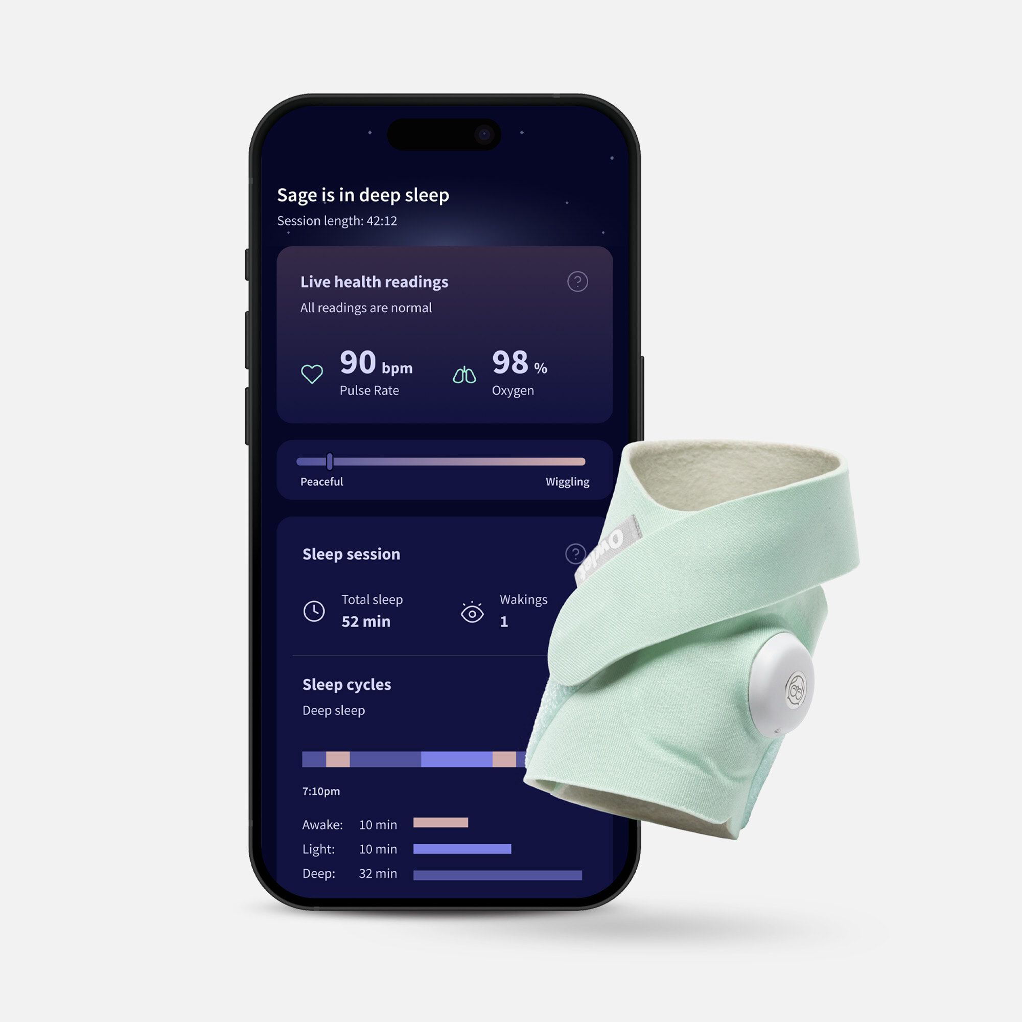Owlet Dream Sock Baby Monitor, Mint