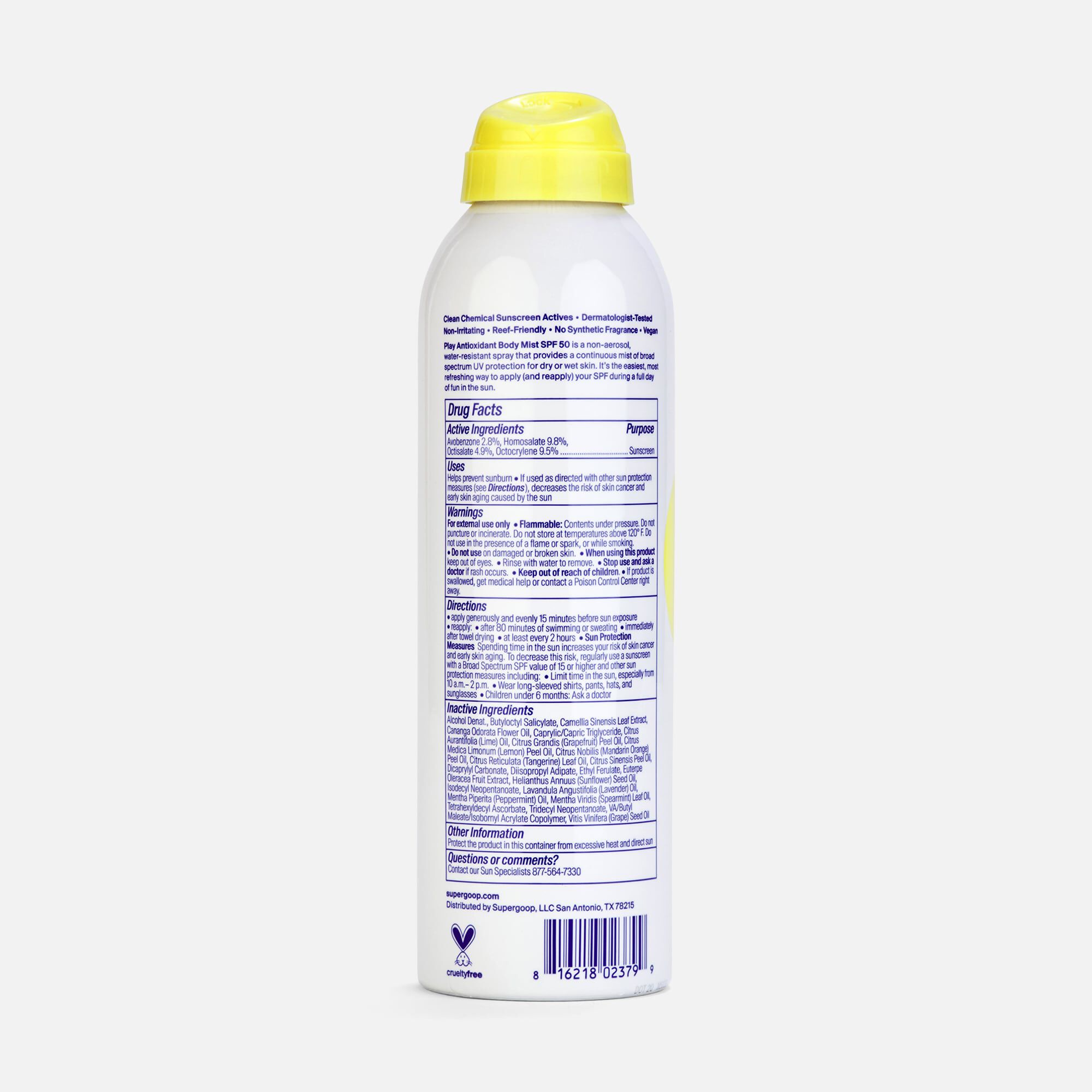 Supergoop! PLAY Antioxidant Body Mist SPF 50 with Vitamin C, , large