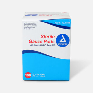 Dynarex Gauze Pads Sterile, 12 ply, 3 in x 3 in, 100 ct., , large