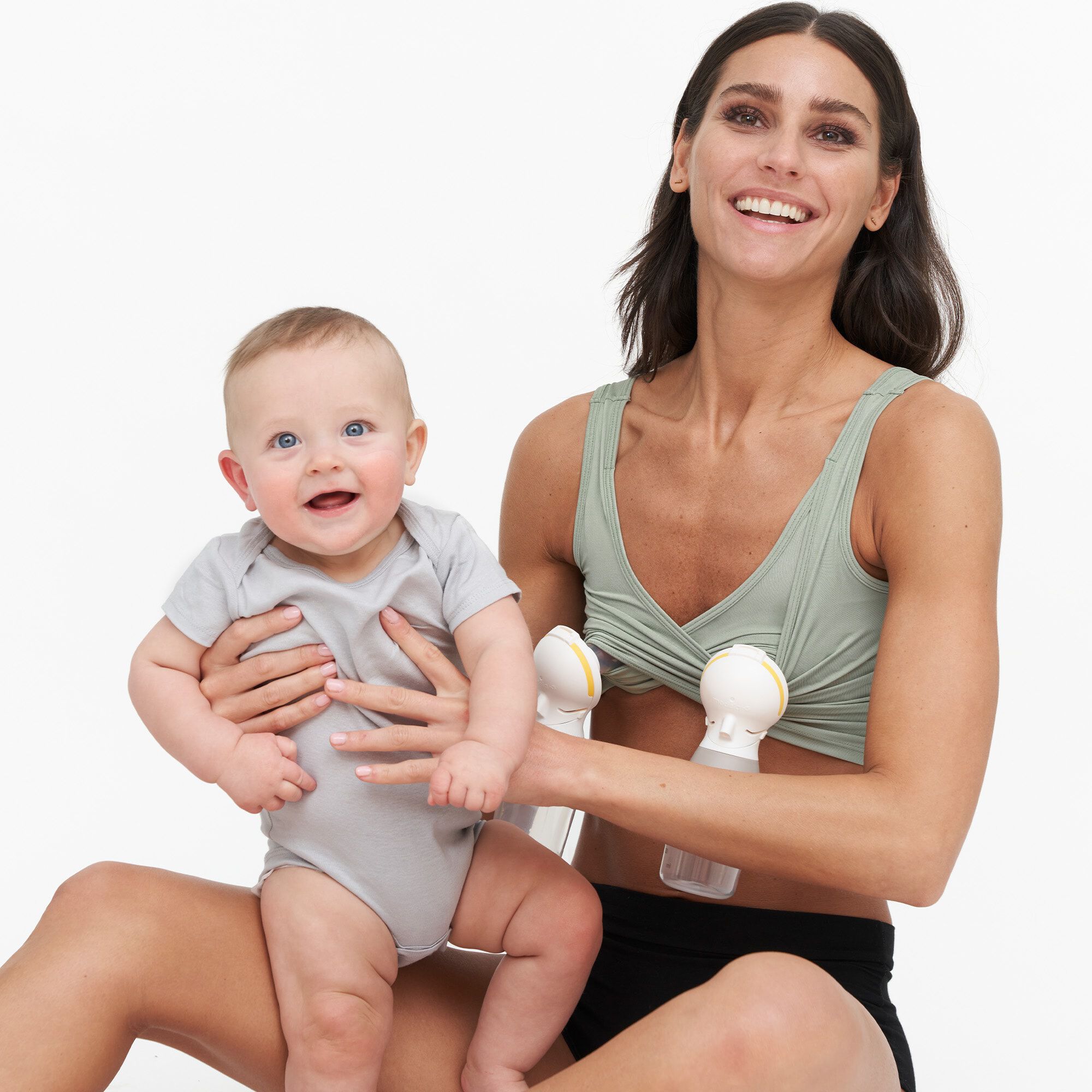 Larken X Nursing + Hands-Free Pumping Bra, Sage, large