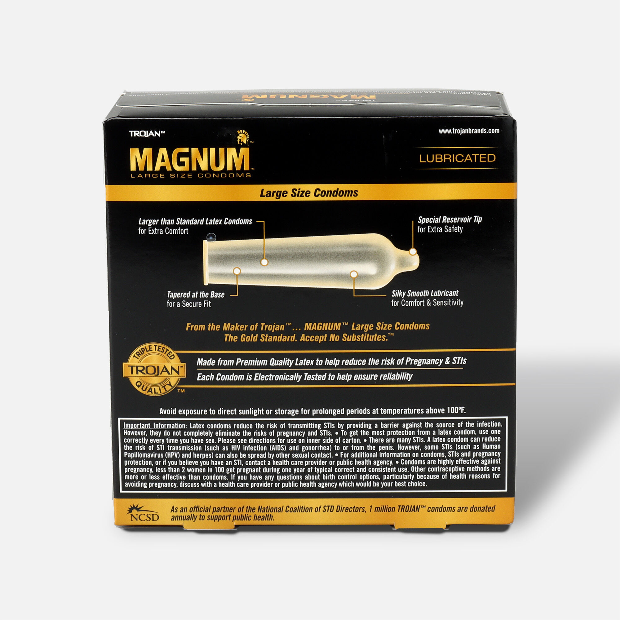 Trojan Magnum Lubricated Latex Condoms, Large, , large