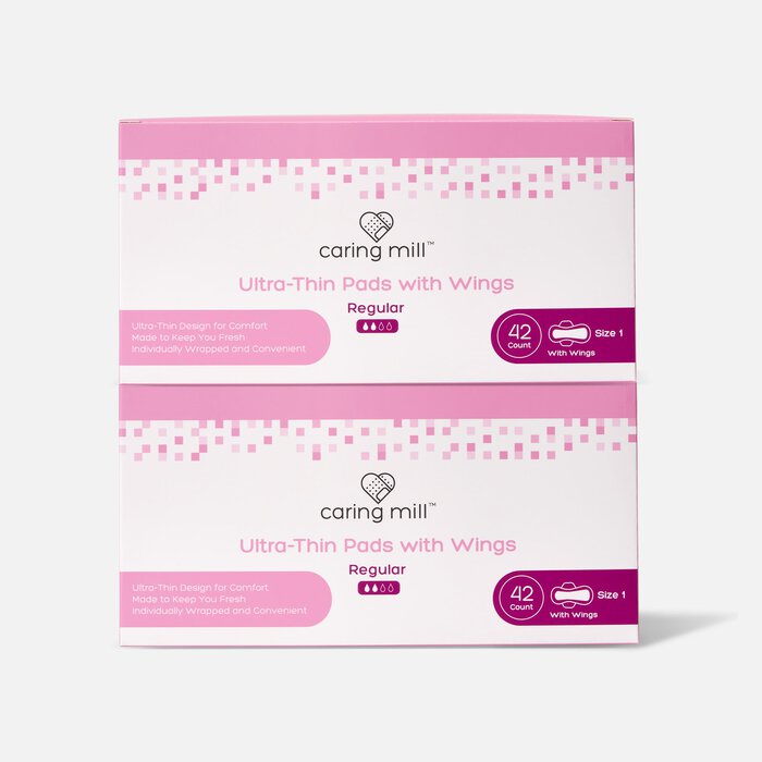 Caring Mill™ Ultra Thin Pads With Wings Size 1, 42 ct. (2-Pack), , large