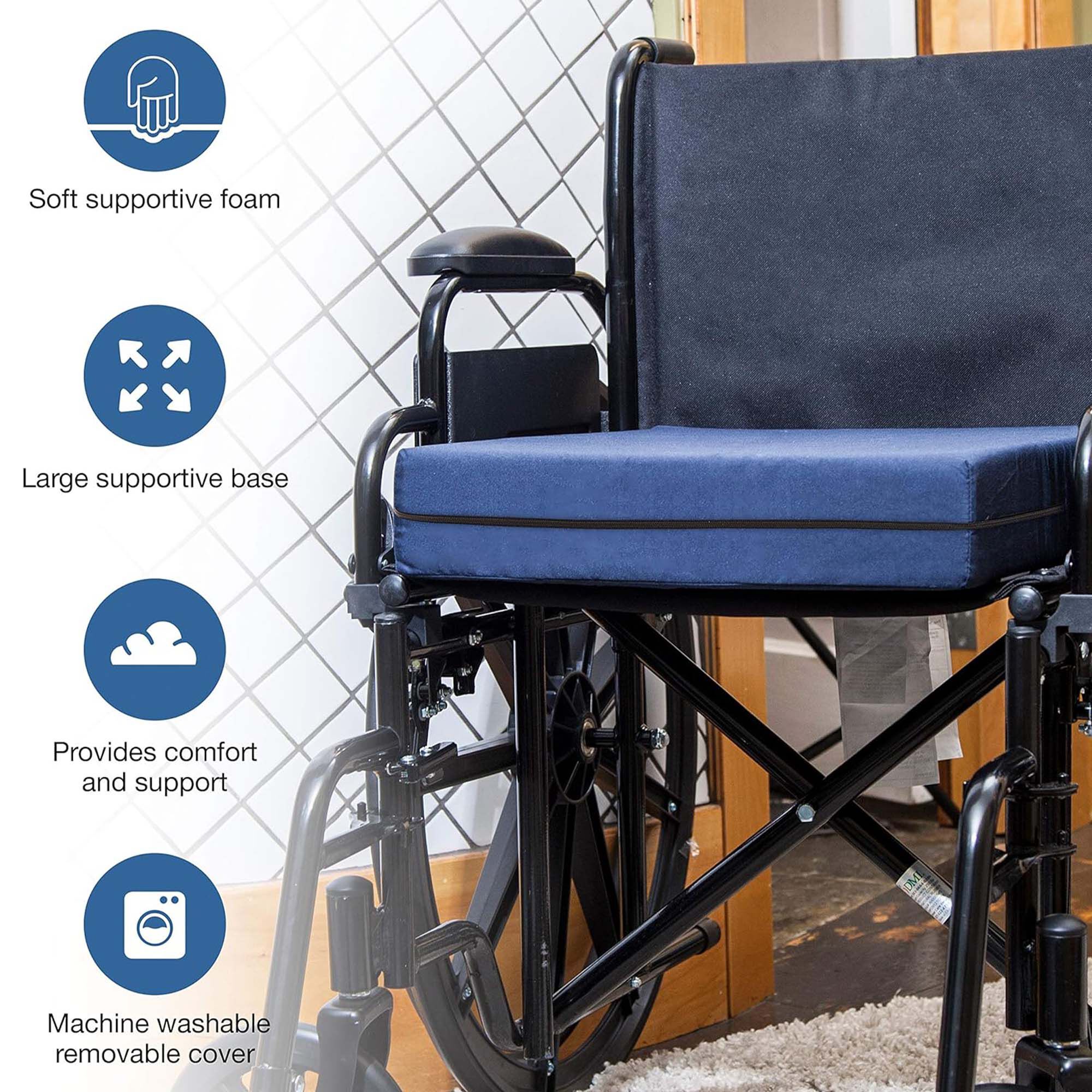 DMI Foam Seat Cushion for Wheelchair or Chair, Blue, , large