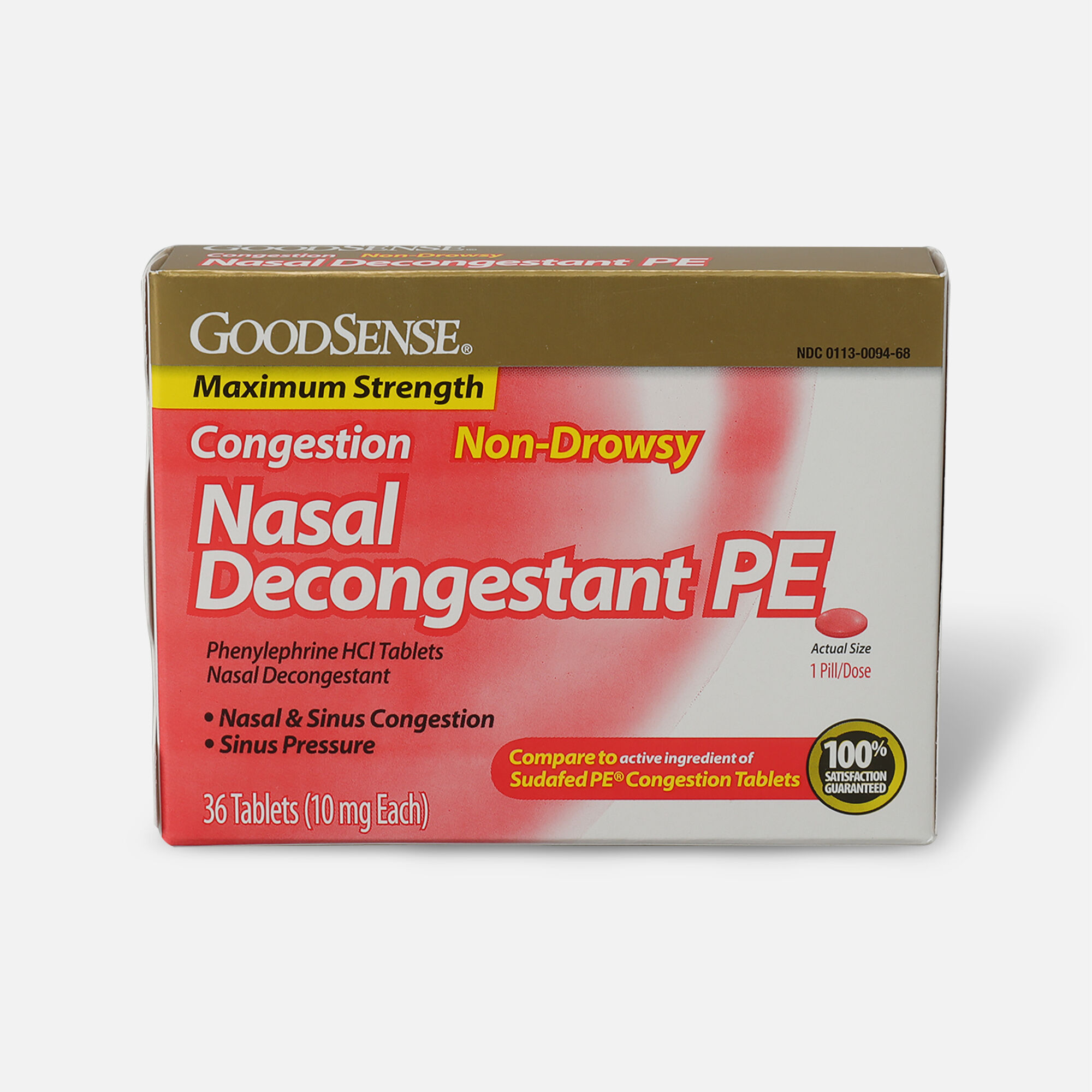 GoodSense® Nasal Decongestant PE 10 mg Non Drowsy Tablets, , large