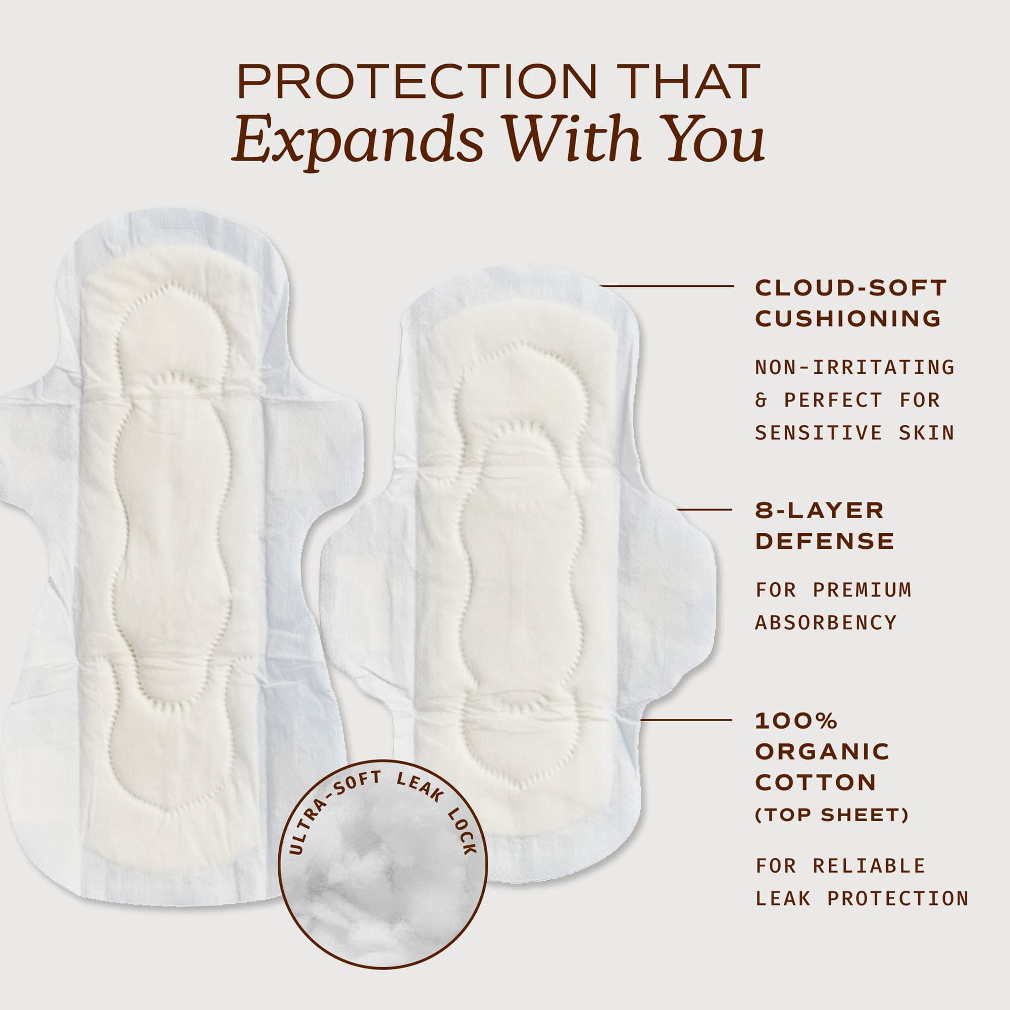 August Organic Cotton Regular & Super Pads, 16 ct. Combo, , large