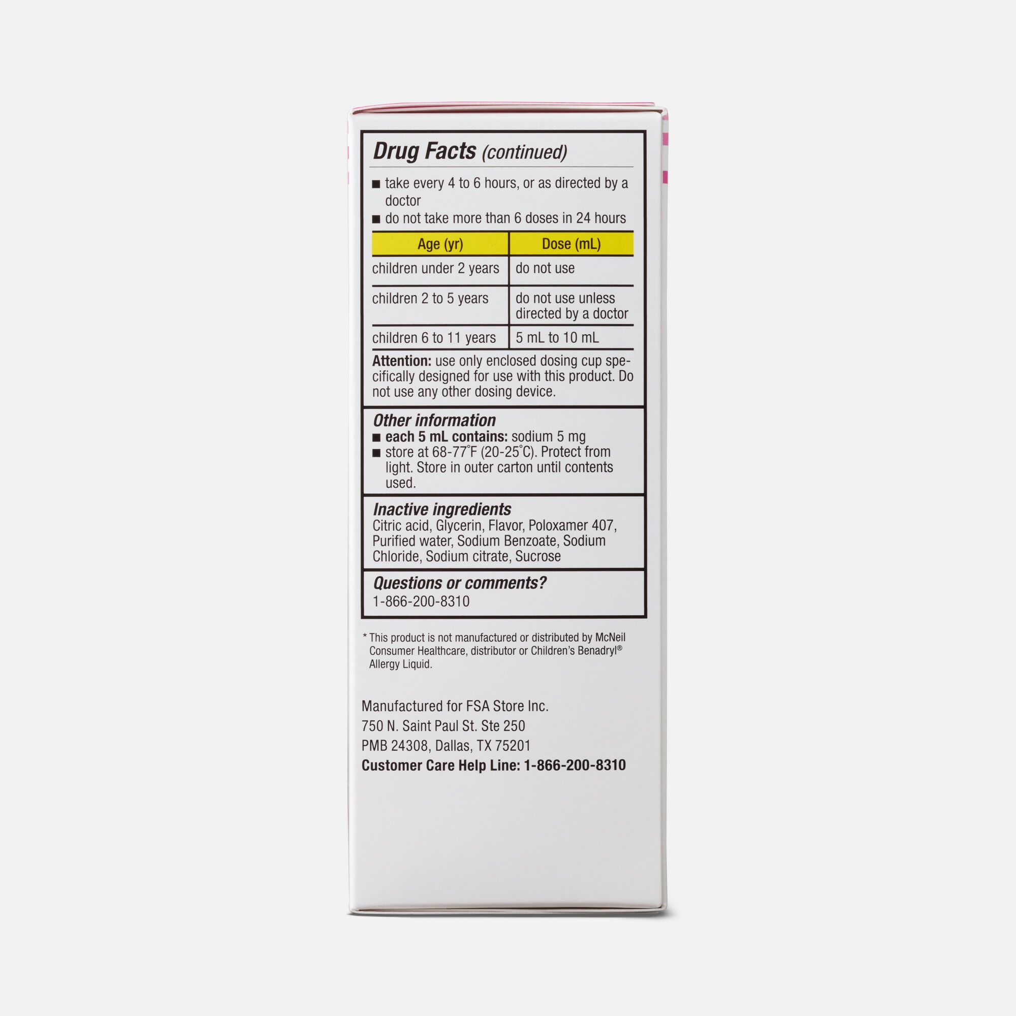 Caring Mill™ Children's Allergy Relief Liquid, Dye-Free, Bubblegum, 4 fl oz., , large