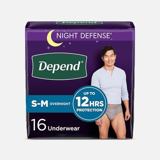 Depend Night Defense Overnight Incontinence Underwear for Men, Small/Medium, Gray, 16 ct., , large