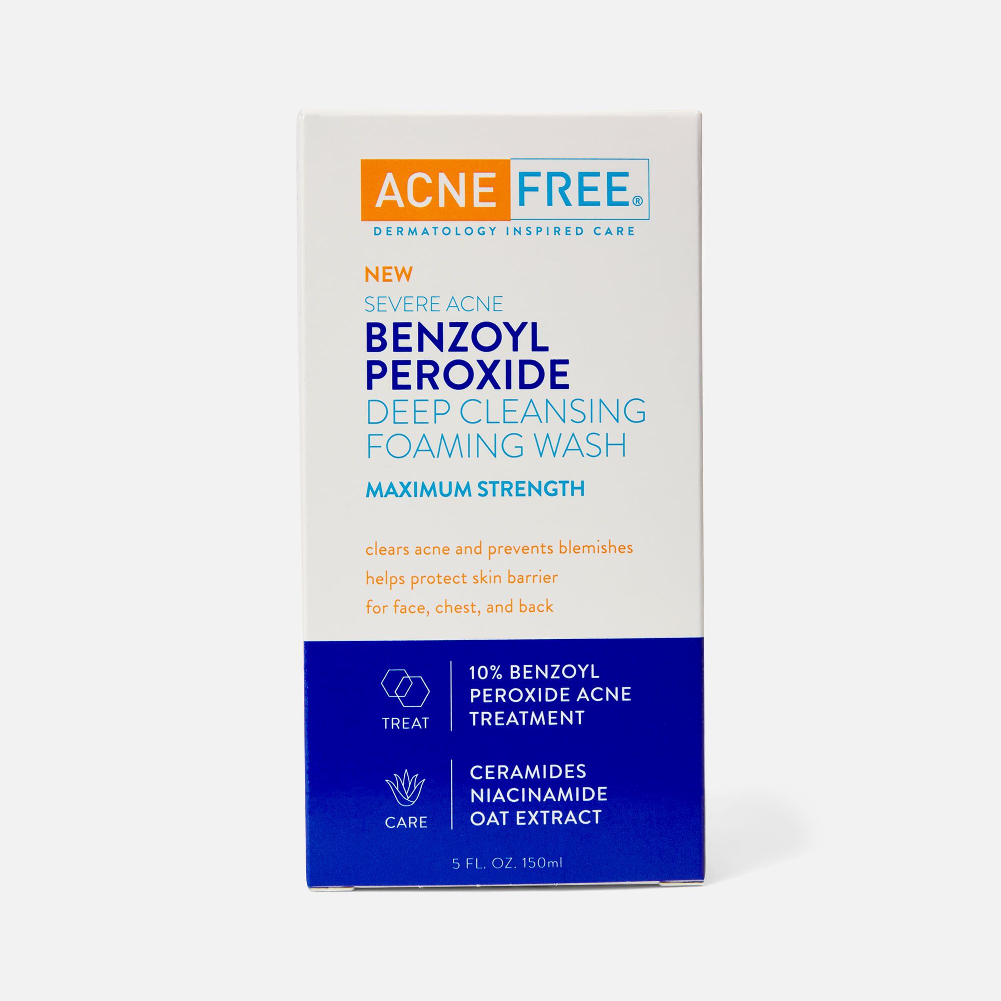 AcneFree Severe Acne Benzoyl Peroxide Deep Cleansing Foaming Wash, 5 fl oz., , large