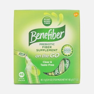 Benefiber On the Go Prebiotic Fiber Supplement Powder for Digestive Health, Unflavored, 48 ct.