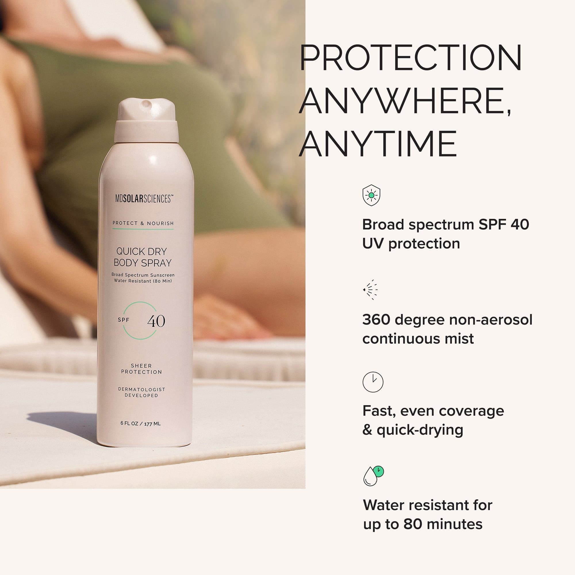 MDSolarSciences Quick Dry Body Spray SPF 40, 6 oz., , large