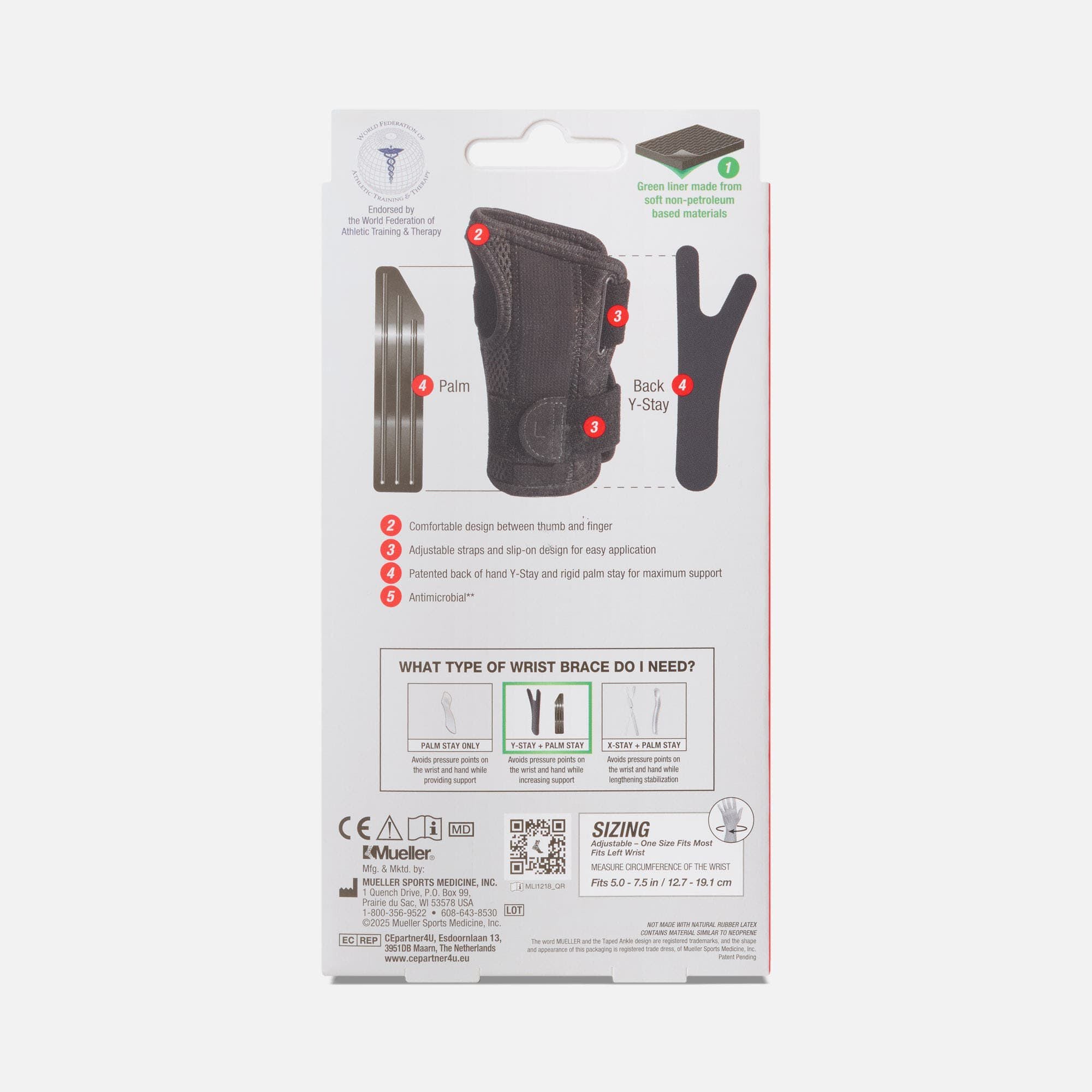 Mueller® Green Fitted Wrist Brace, , large