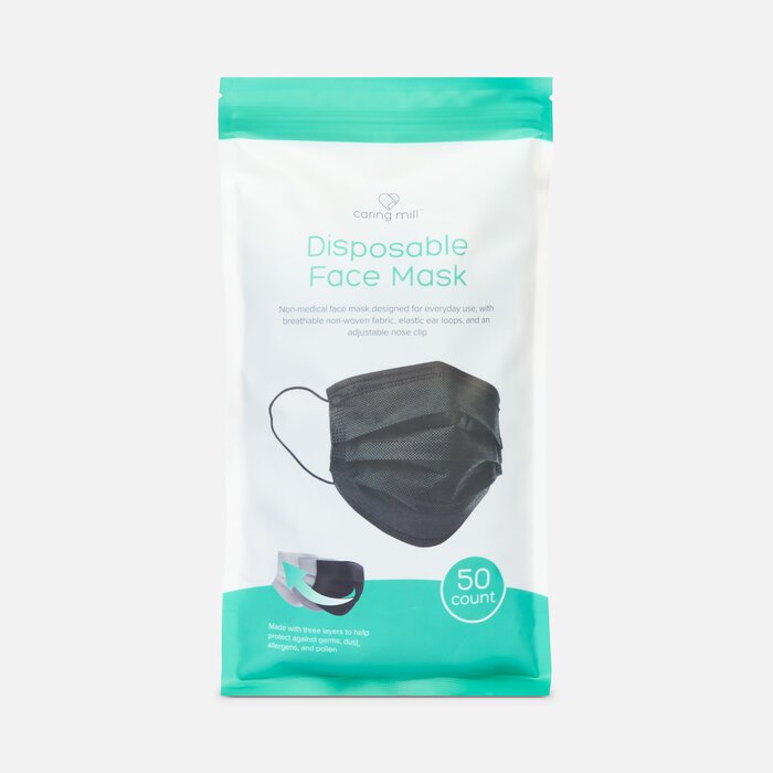 Caring Mill™ Disposable Face Mask, Black, 50 ct., , large