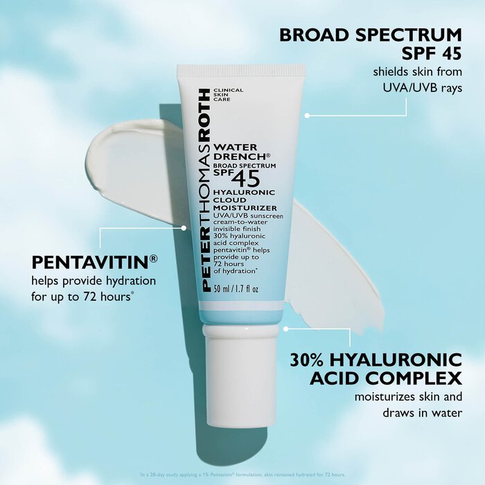 Peter Thomas Roth Water Drench Broad Spectrum Hyaluronic Cloud Moisturizer, SPF 45, , large