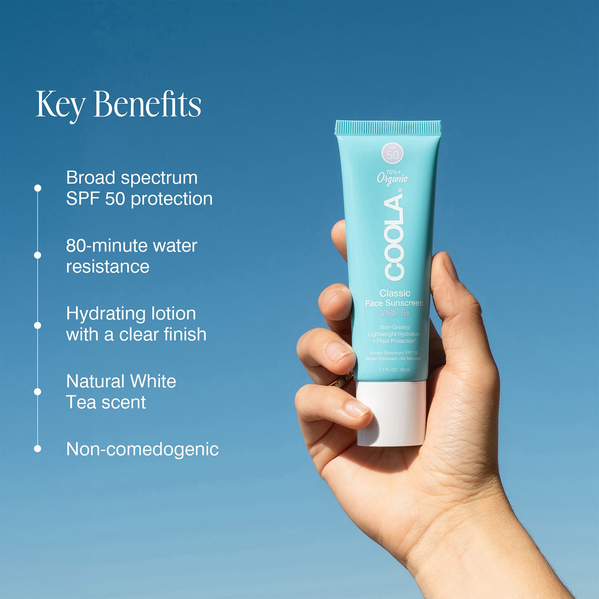 COOLA® Classic Face Organic Sunscreen Lotion, SPF 50, White Tea, 1.7 fl. oz., , large
