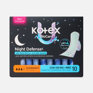 Kotex® BioCare™ Ultra Thin Overnight Pads With Wings, Heavy Absorbency, 10 ct., , large