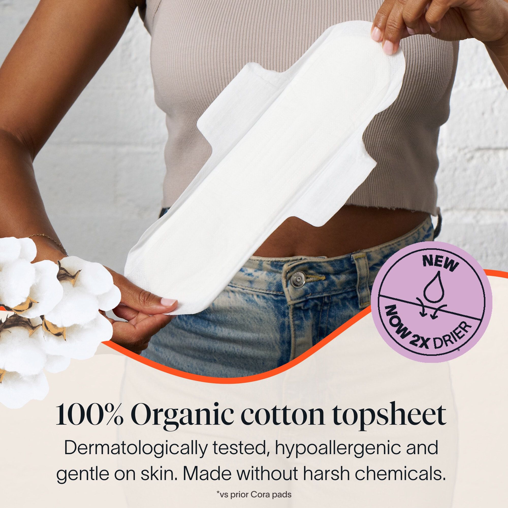 Cora Organic Cotton Ultra Thin Period Pads, , large