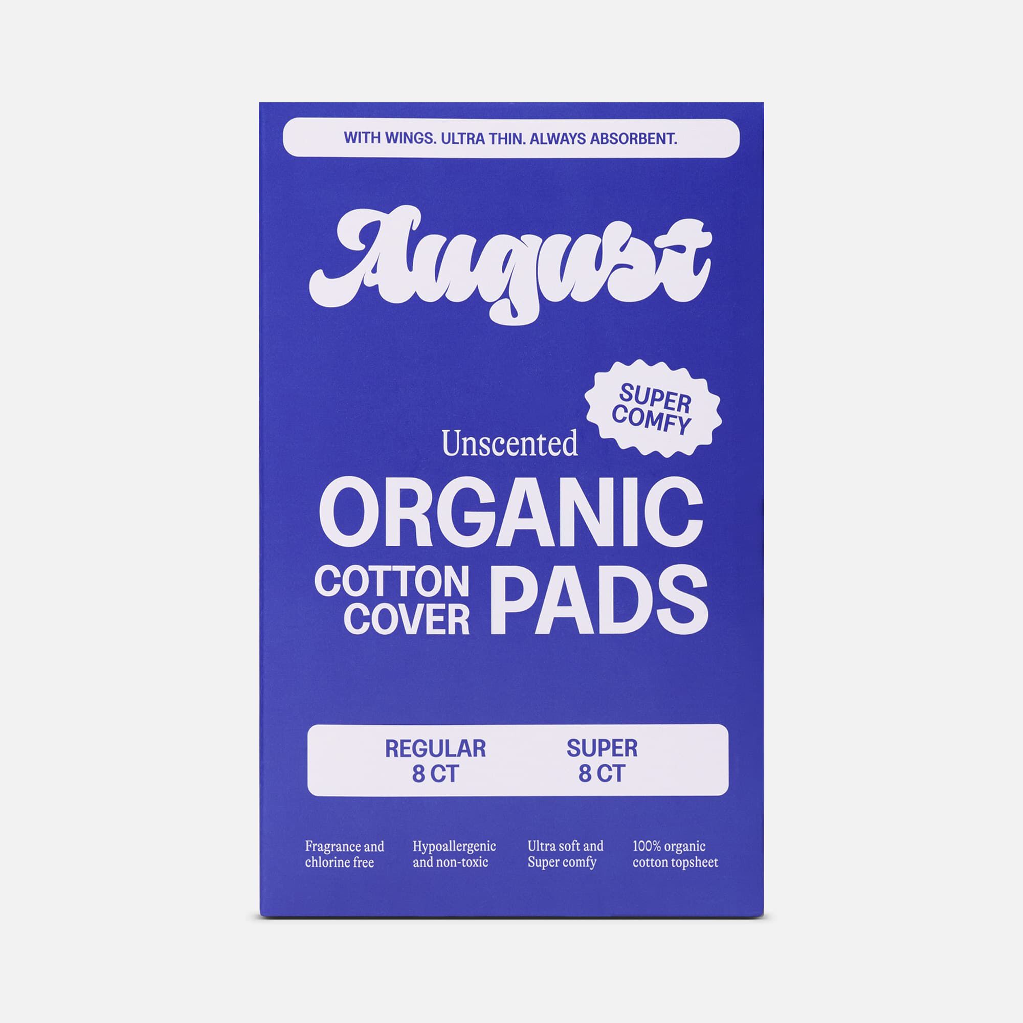 August Organic Cotton Regular & Super Pads, 16 ct. Combo