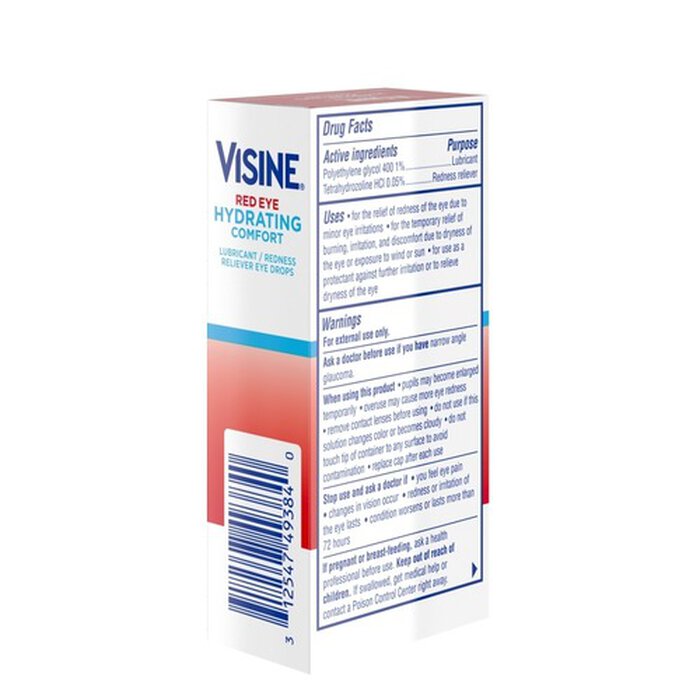 Visine Red Eye Hydrating Comfort Lubricating Eye Drops, .5 fl oz., , large