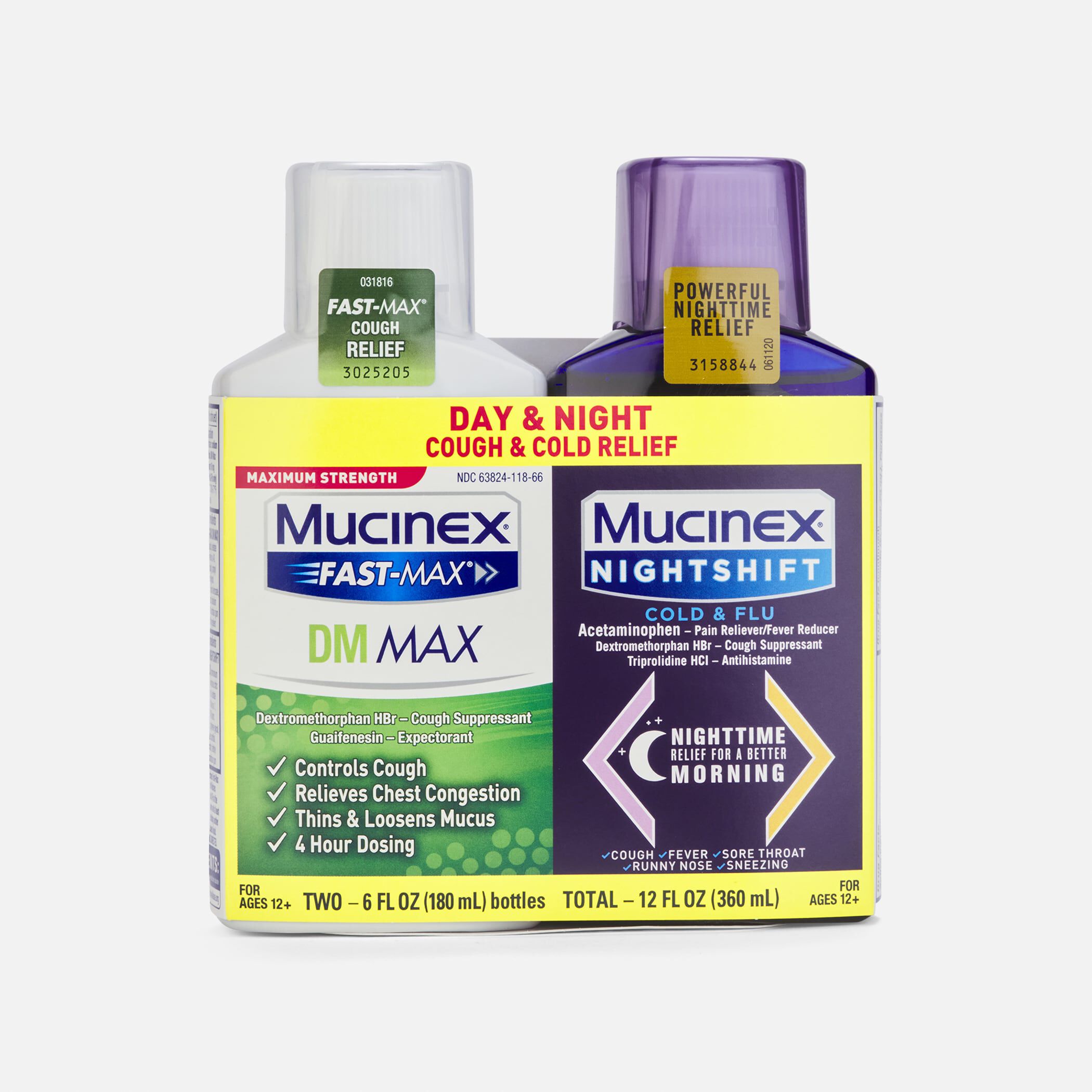 Mucinex Fast-Max DM Max & Nightshift Cold & Flu Combo Pack, 6 fl oz. each, , large