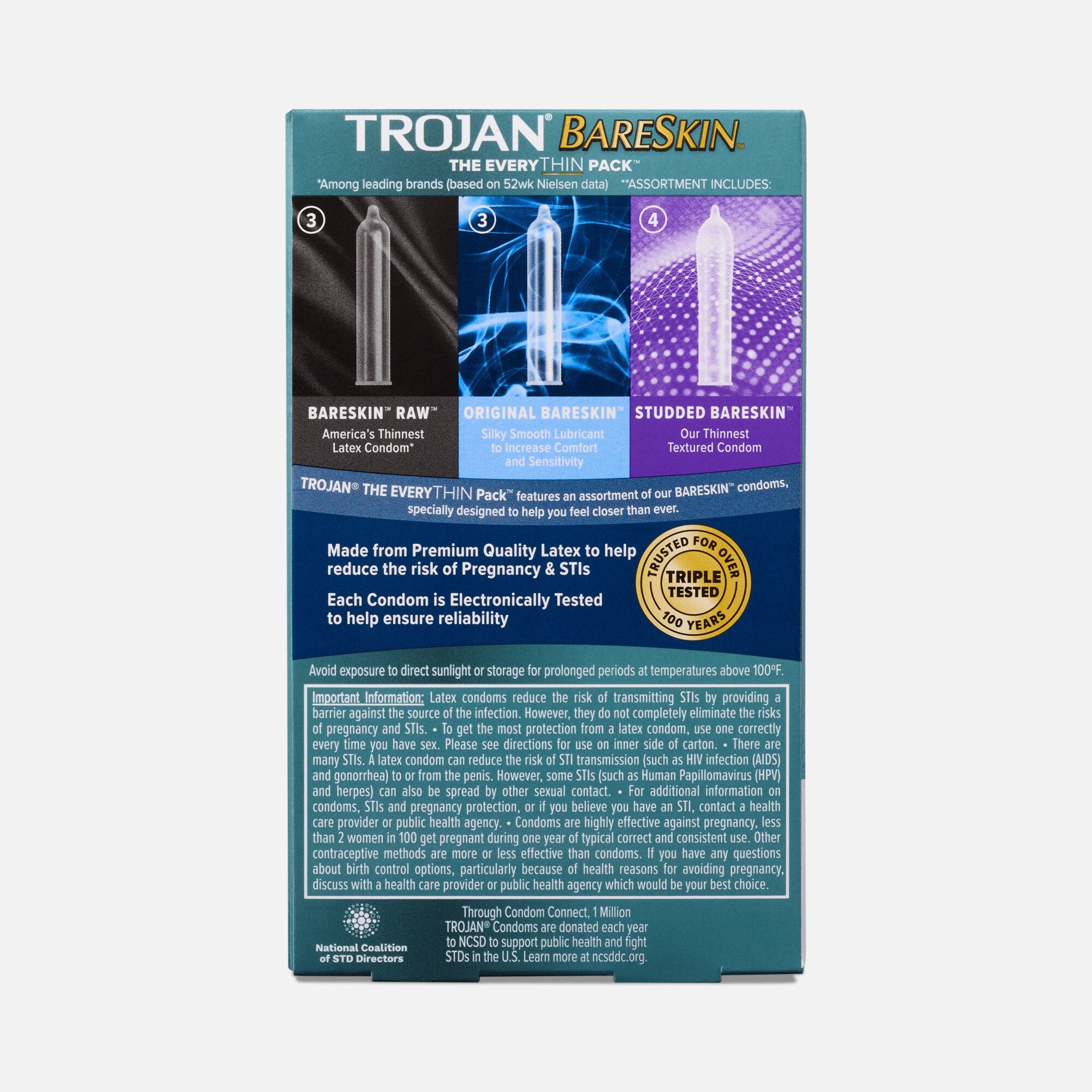 Trojan Latex Condom BareSkin EveryThin, 10 ct., , large