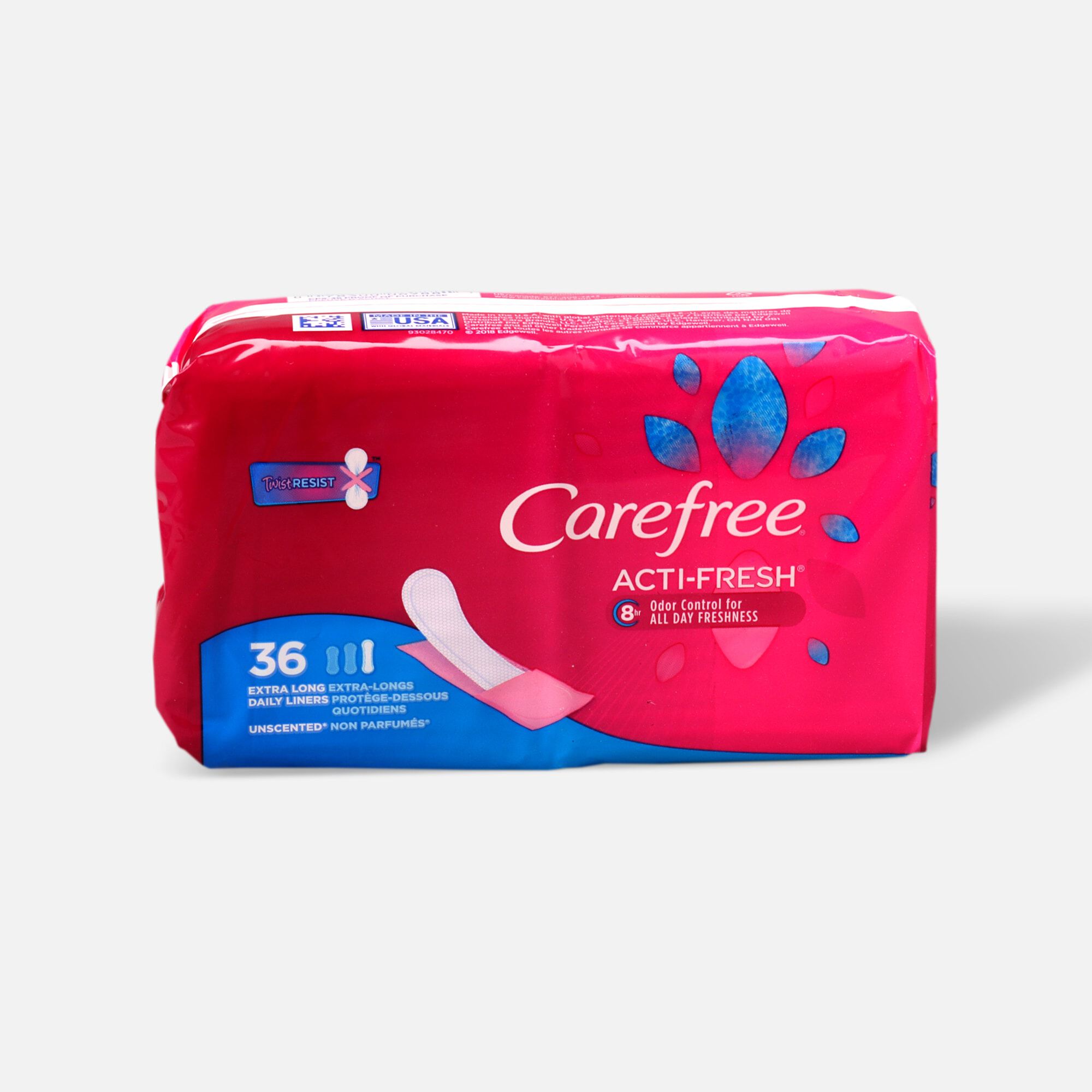 Carefree Acti-Fresh Extra Long Pantiliners, Unscented, 36 ct., , large
