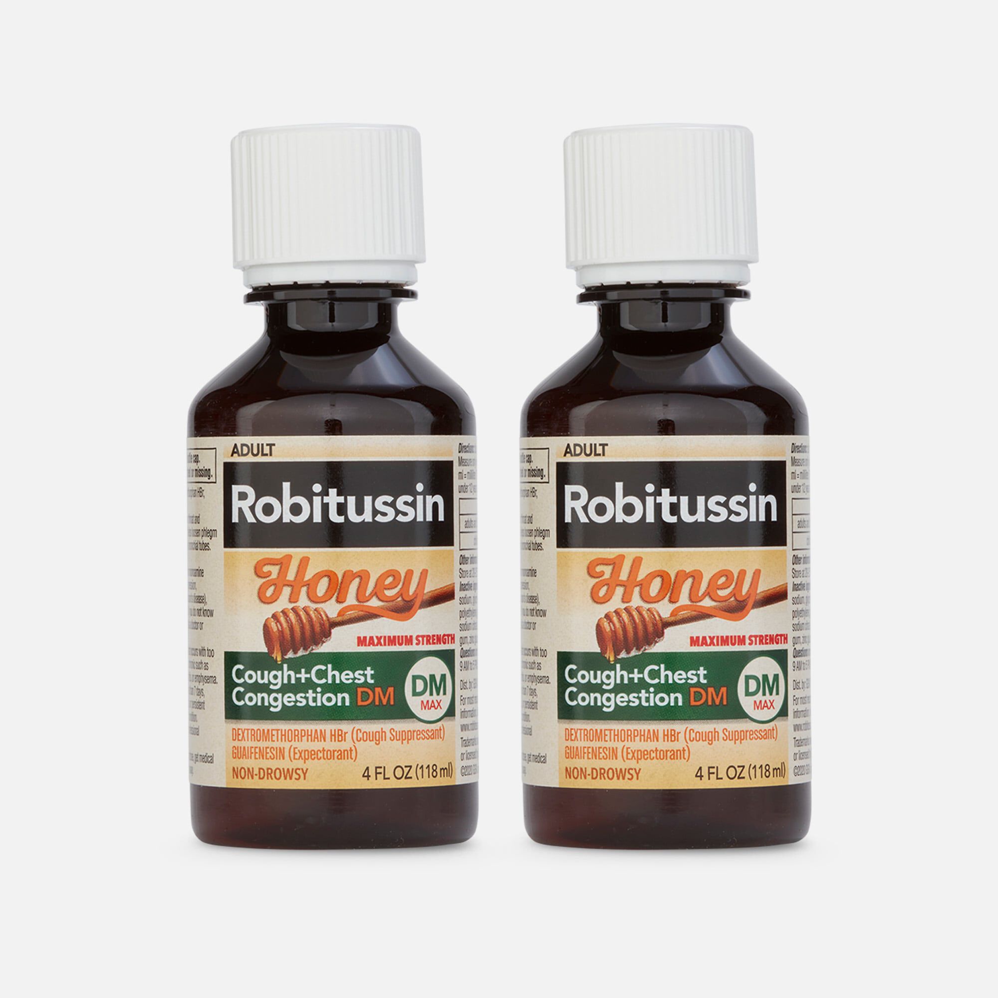 Robitussin Honey Maximum Strength Cough & Chest Congestion DM, 4 fl oz. (2-Pack)
