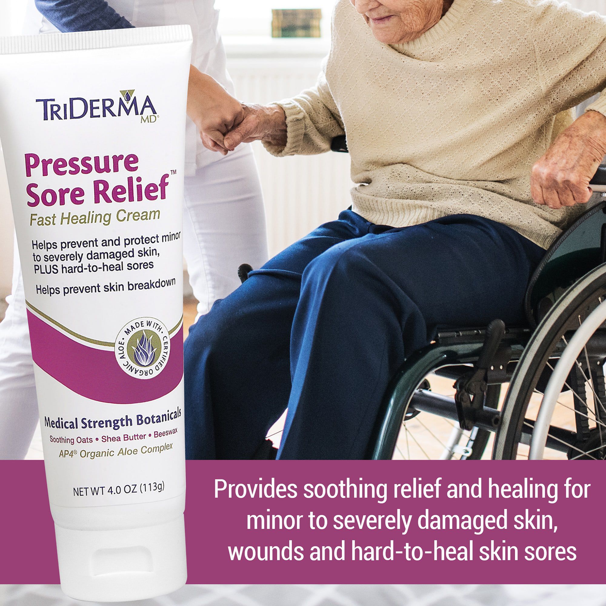 TriDerma Pressure Sore Relief Healing Cream, 4 oz. Tube, , large