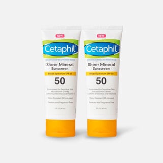 Cetaphil Sun Sheer Mineral Sunscreen Lotion for Face and Body, SPF 50, 3 oz. (2-Pack), , large