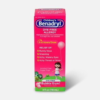 Children's Benadryl Oral Solution, Bubble Gum Flavored, 4 fl oz., , large
