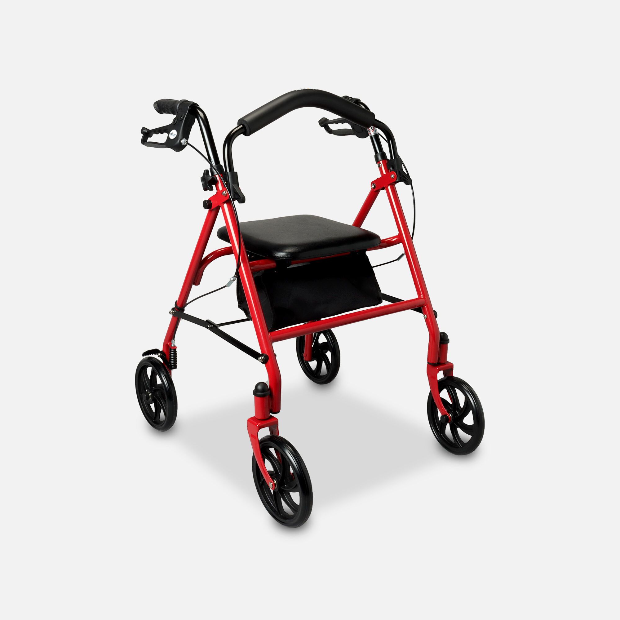 Drive Aluminum Rollator with Fold Up and Removable Back Support, 7" Casters, Red, , large