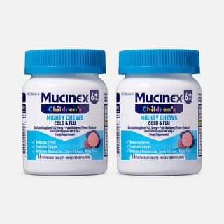 Mucinex Children's Mighty Chews Daytime Cold & Flu, Mixed Berry, 16 ct. (2-Pack)