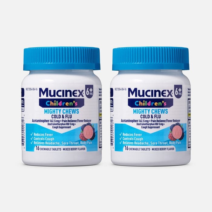 Mucinex Children's Mighty Chews Daytime Cold & Flu, Mixed Berry, 16 ct. (2-Pack), , large