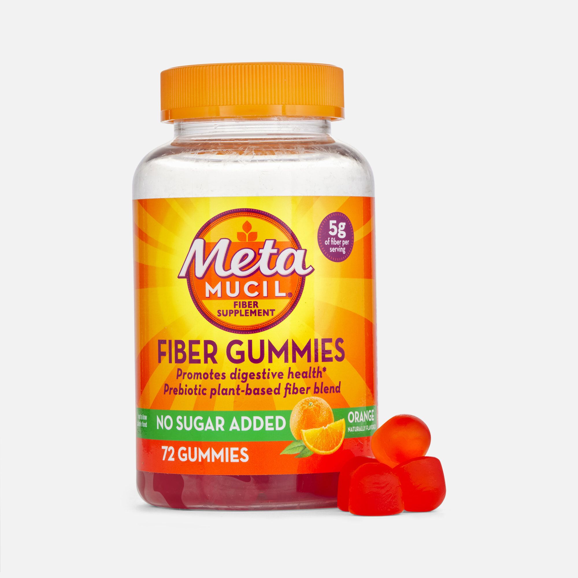Metamucil Fiber Gummies, No Sugar Added, Orange,  72 ct., , large