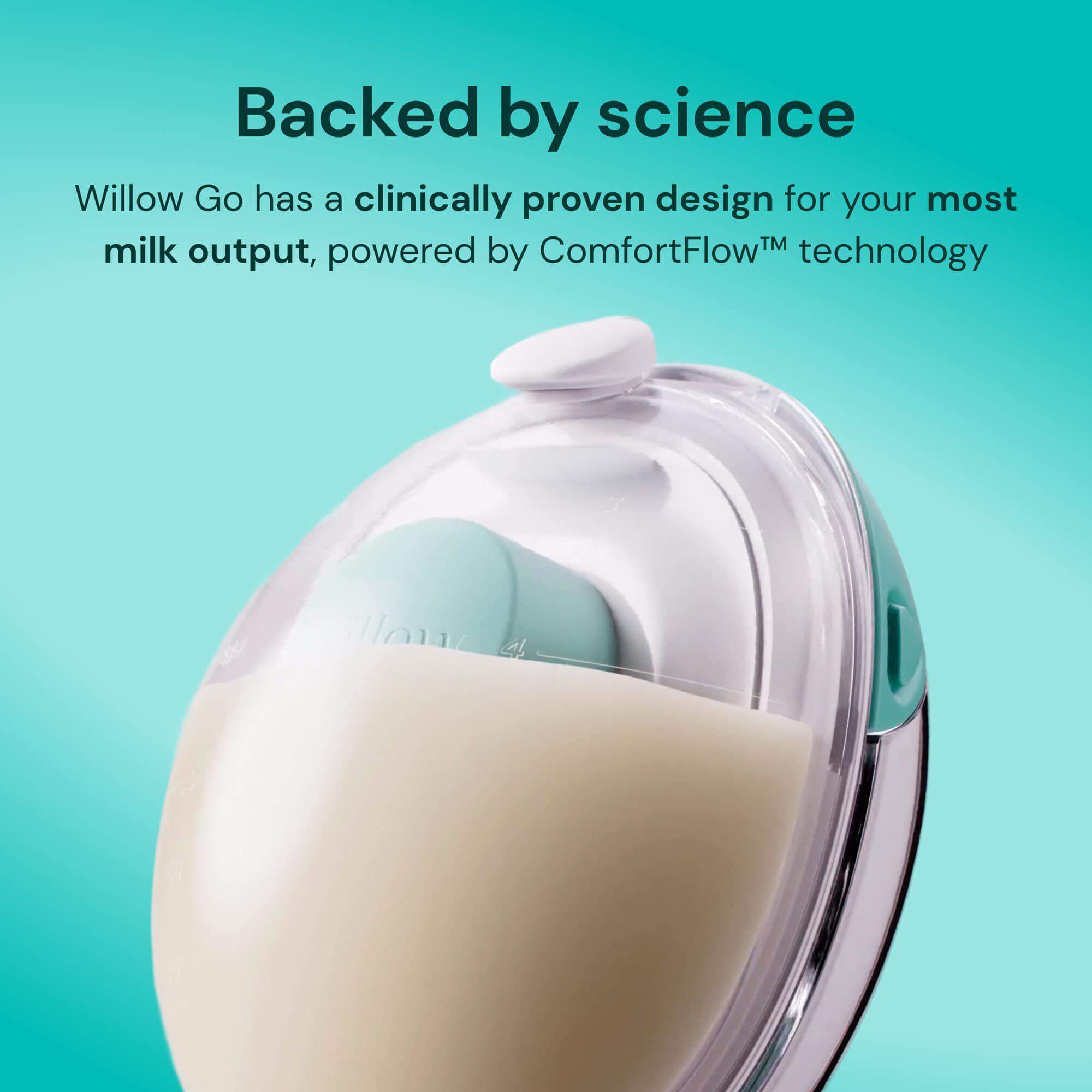 Willow Go® Wearable Breast Pump with Case, Sizing Inserts, and Milk Containers, , large
