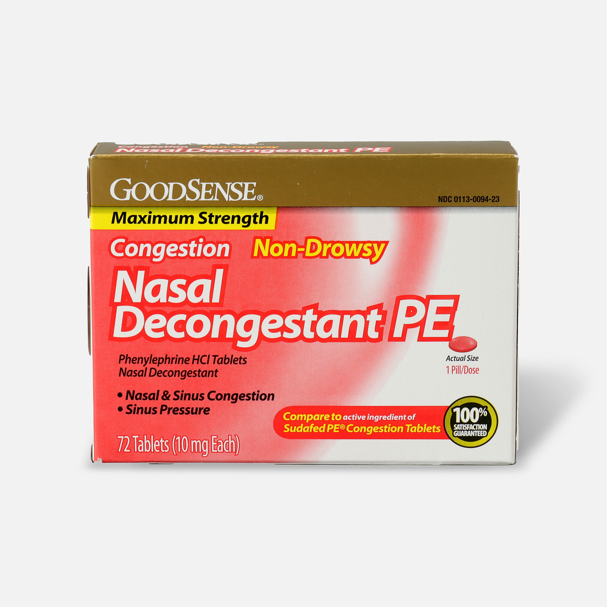 GoodSense® Nasal Decongestant PE 10 mg Non Drowsy Tablets, , large