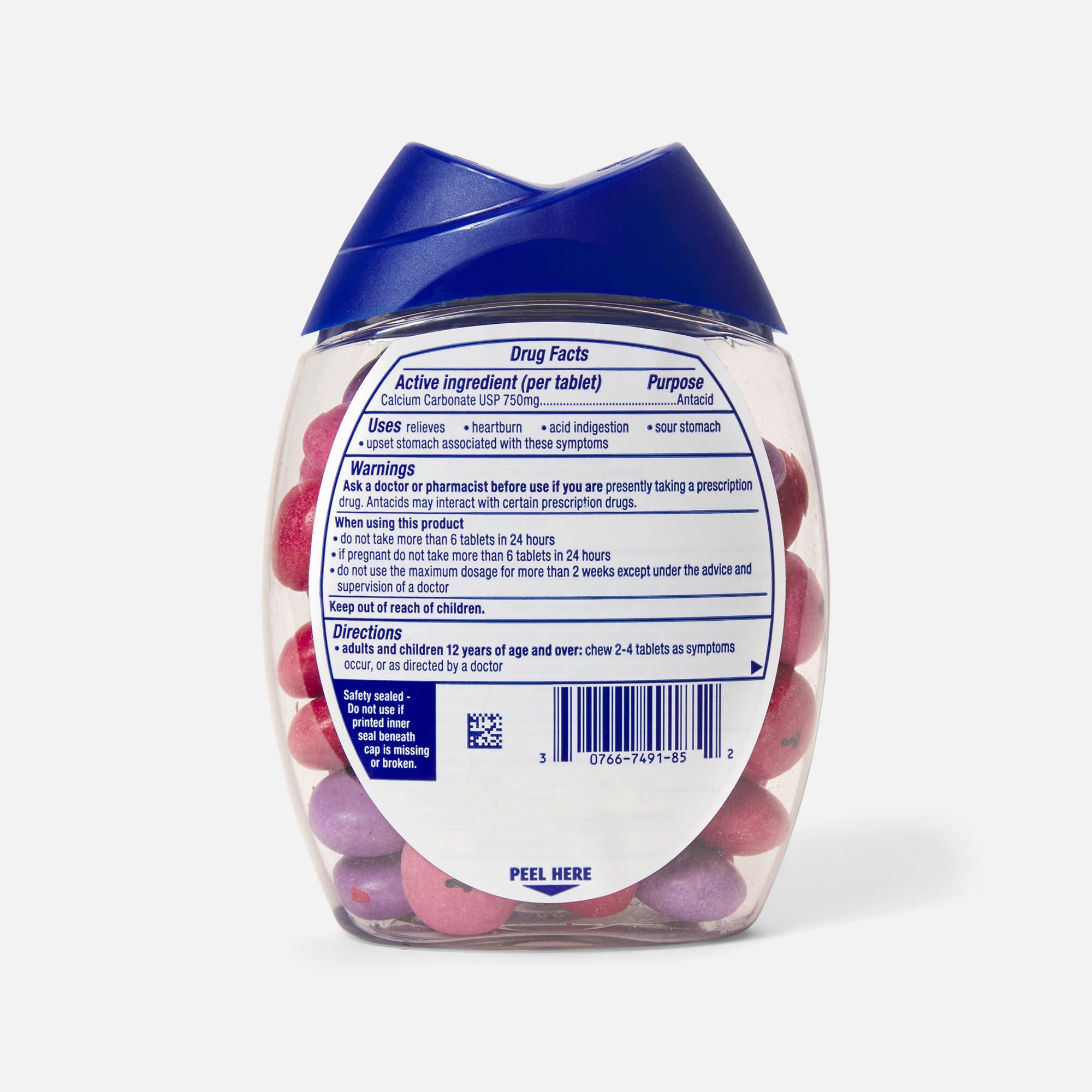 TUMS Chewy Bites Extra Strength Antacid Chewable Tablets, Assorted Berries, 60 ct., , large