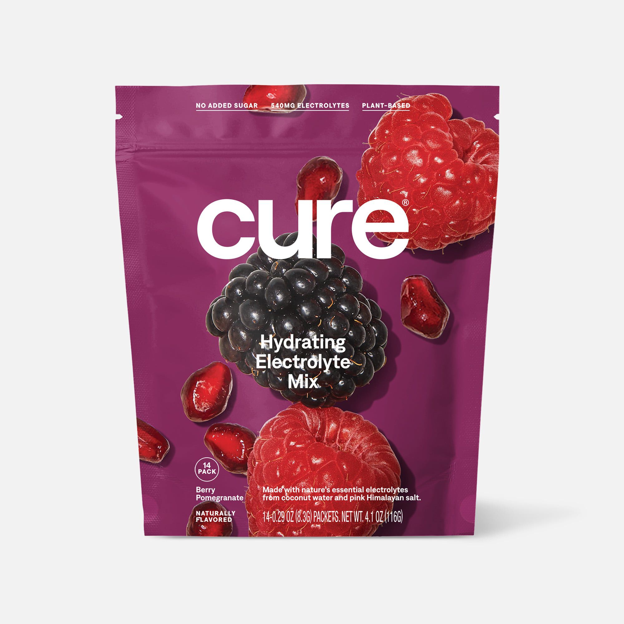 Cure Hydrating Electrolyte Drink Mix Pouches, Berry Pomegranate, 14 ct., , large