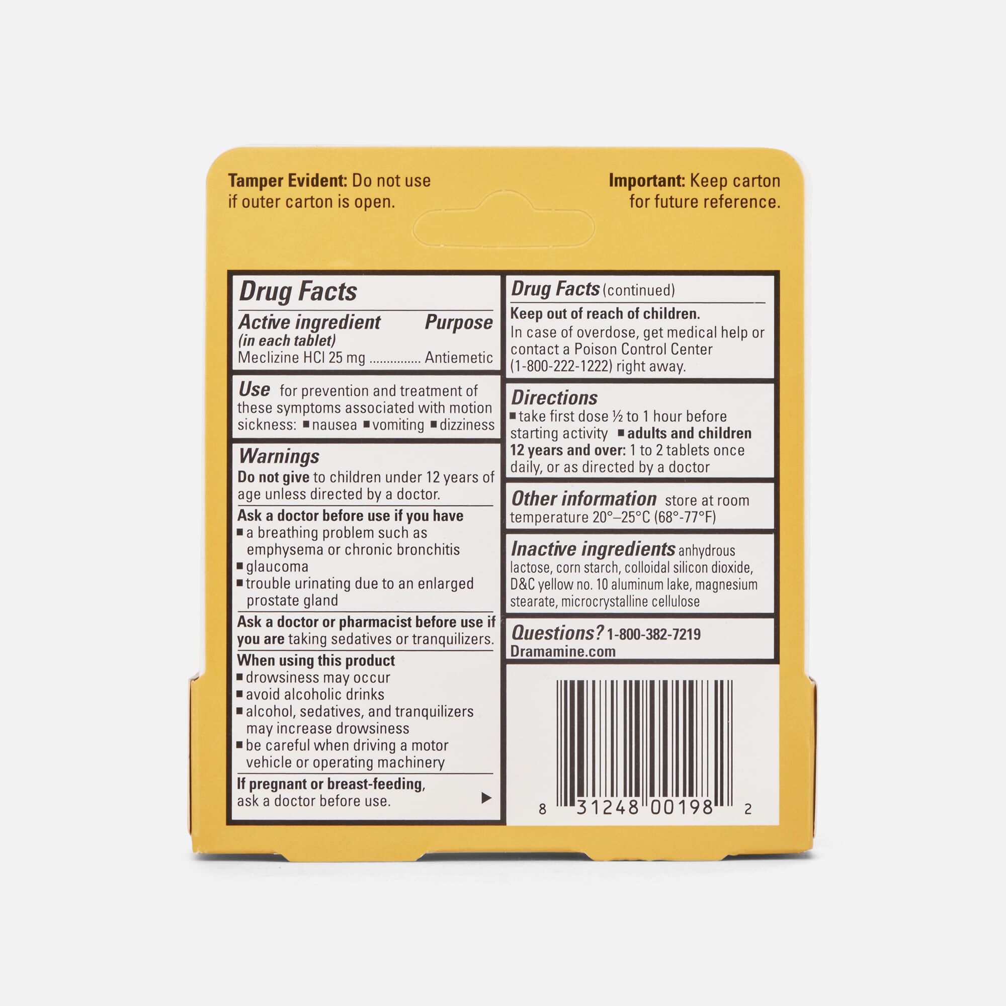 Dramamine Motion Sickness Relief Tablets, Less Drowsy Formula, 8 ct., , large