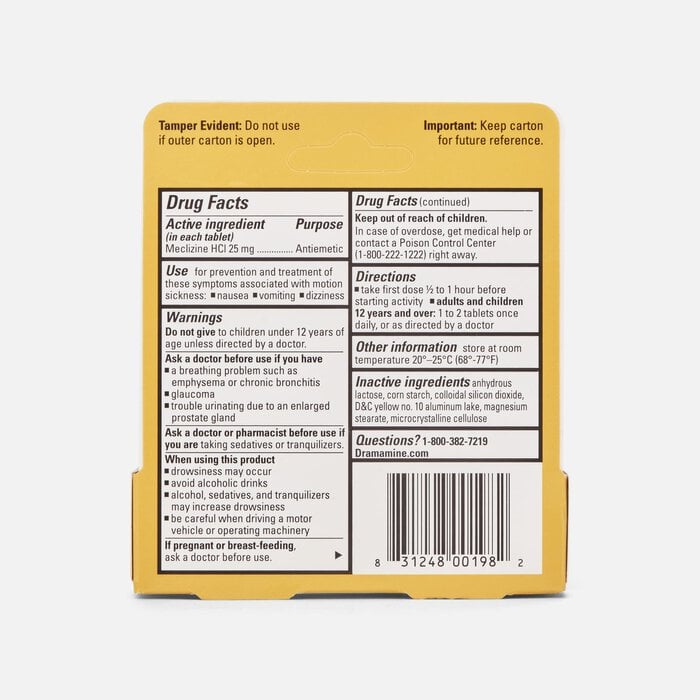 Dramamine Motion Sickness Relief Tablets, Less Drowsy Formula, 8 ct., , large