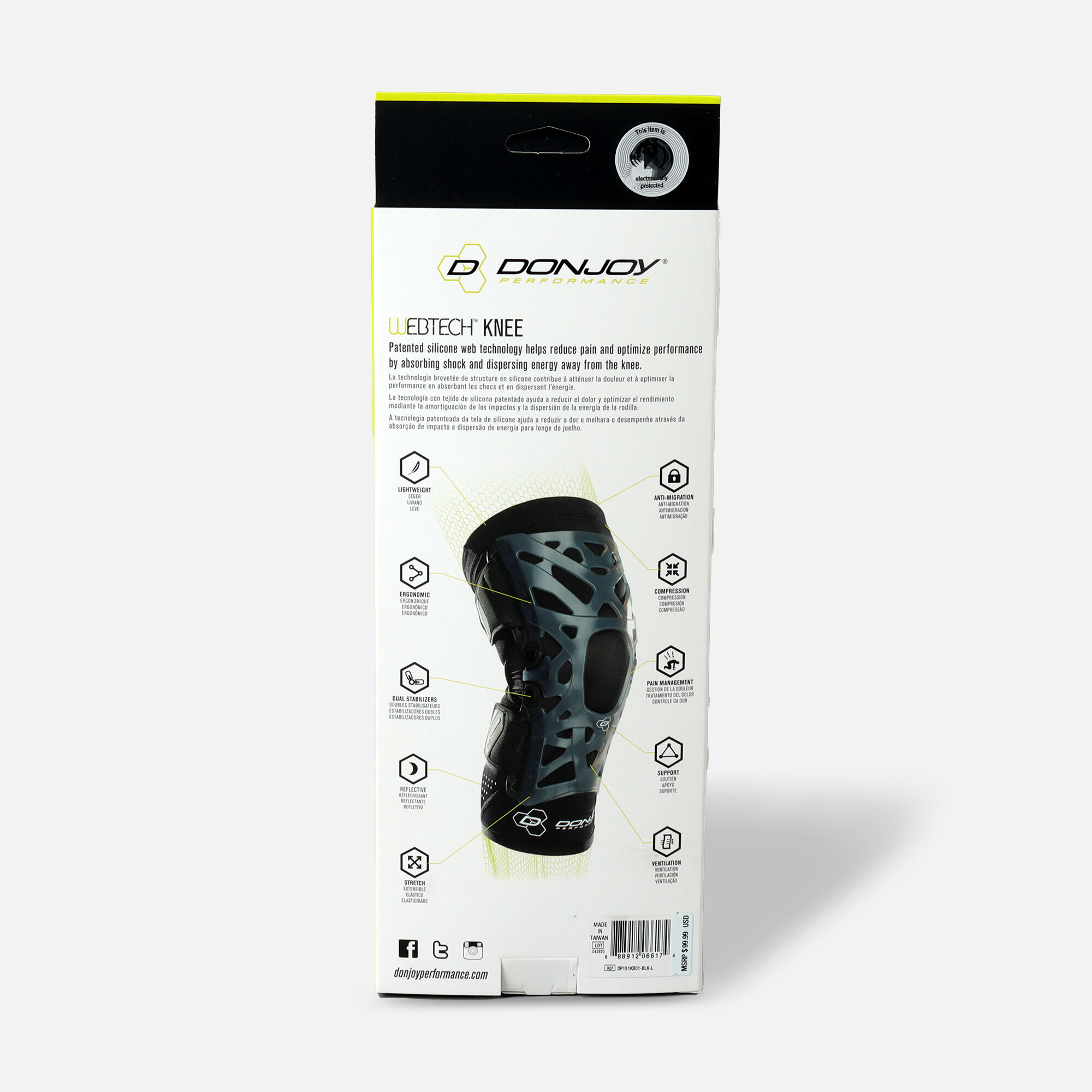DonJoy Performance Webtech Knee Brace, Black, , large