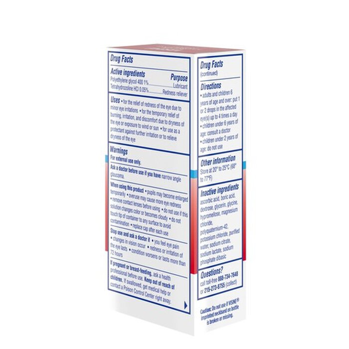 Visine Red Eye Hydrating Comfort Lubricating Eye Drops, .5 fl oz., , large